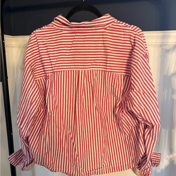 American Eagle 100% cotton Striped Cropped Button-Up Women's Top - Picture 5 of 5